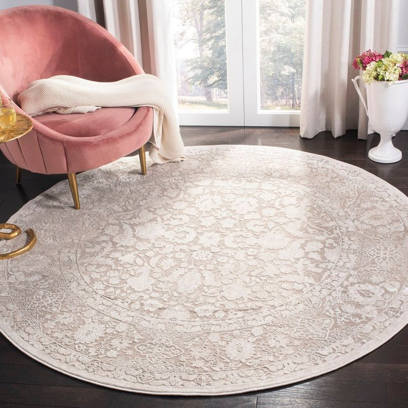 Reflection RFT667 Power Loomed Indoor Area Rug - 6'7" Round - Beige/Cream - Safavieh