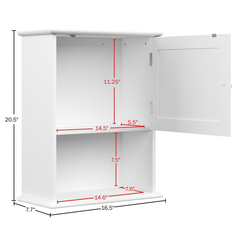 Wall-Mounted Storage Cabinet – Kitchen, Pantry, Laundry Room or Bathroom Organizer with Open Shelf – Bathroom Storage Furniture by Lavish Home (White)