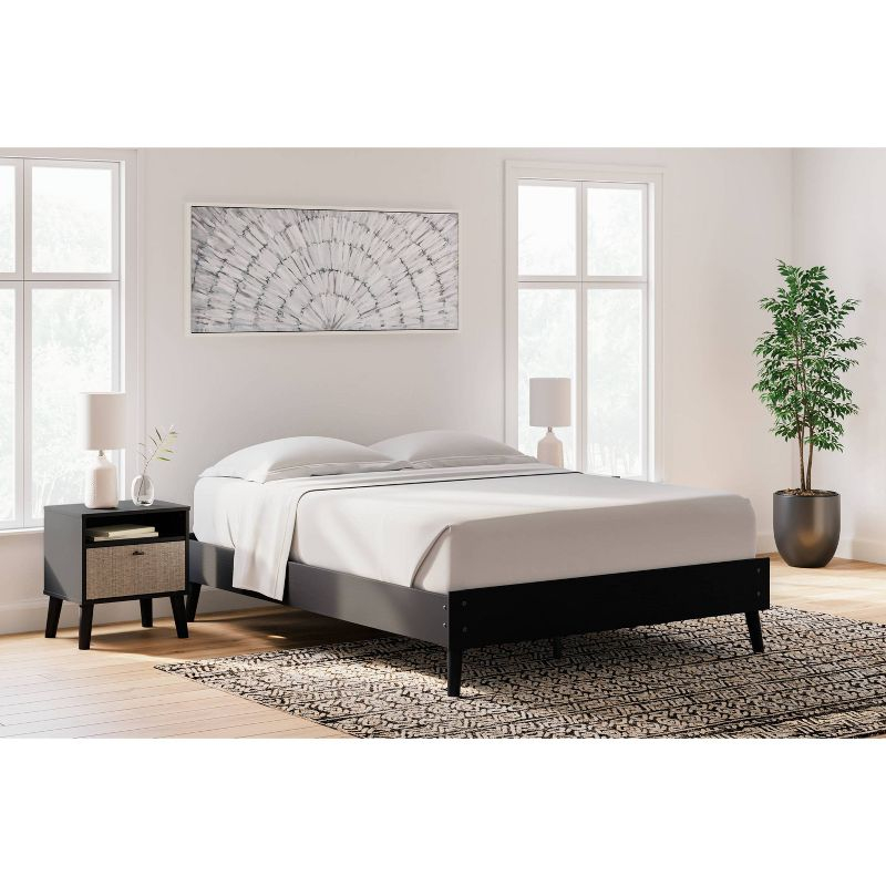 Queen Charlang Platform Bed Black/Gray - Signature Design by Ashley: Matte Finish, No Box Spring Needed