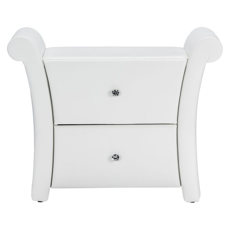 Victoria Matte Faux Leather Leather 2 Storage Drawers Nightstand Bedside Table - White - Baxton Studio