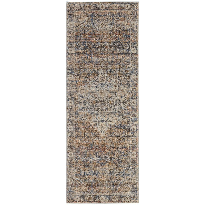 Kaia Transitional Medallion Tan/Orange/Blue Area Rug
