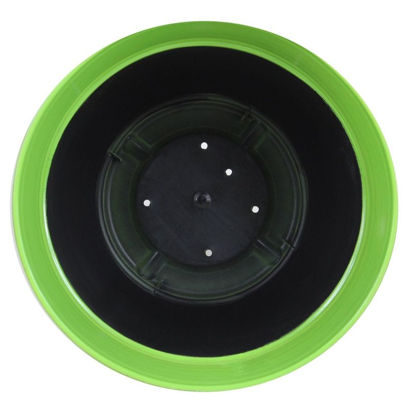 Garden Elements Indoor/Outdoor Glazed Brushed Happy Plastic Planter, Large, Bright Green, 15"