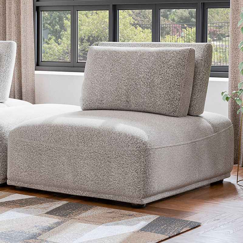 HOMES: Inside + Out Povoa Modern Modular Armless Chair Boucle with Extendable Backrest Light Gray