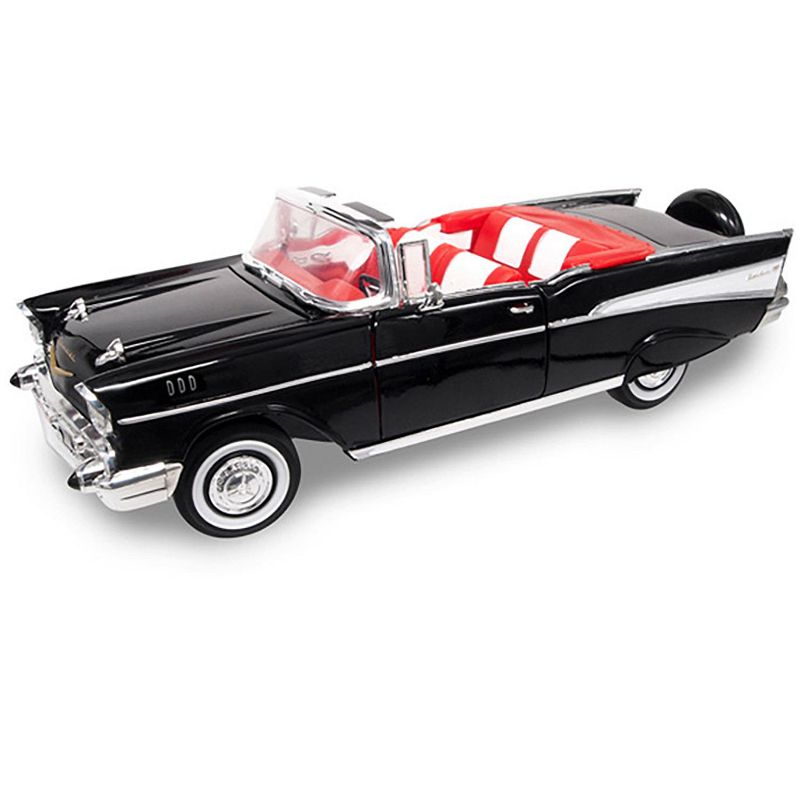 1957 Chevrolet Bel Air Convertible Black 1/18 Diecast Model Car by Road Signature