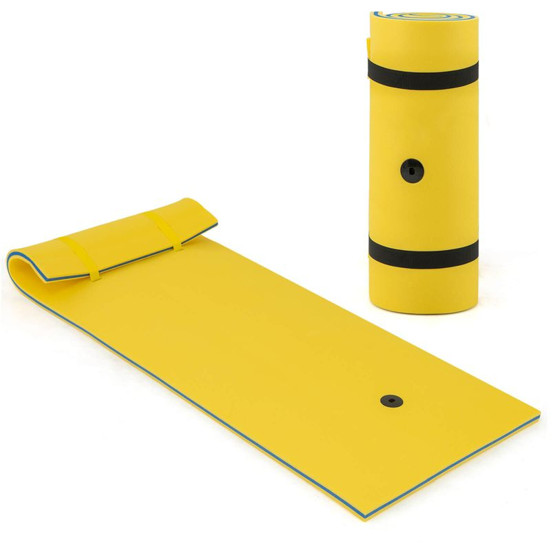 Costway 3-Layer Tear-Resistant Foam Floating Pad Island Water Sports Relaxing Yellow