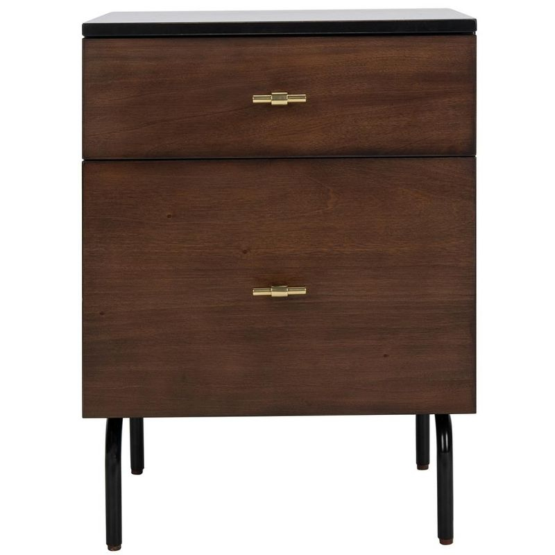 Genevieve 2 Drawer Nightstand - Walnut/Black - Safavieh.
