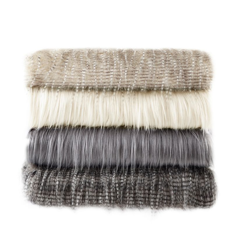 50"x60" Adelaide Faux Fur Throw Blanket Natural - Madison Park: Luxurious, Soft, Hypoallergenic