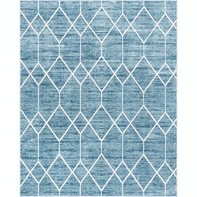 Unique Loom 8' 0 x 10' 0 Blue Matrix Trellis Deco Area Rug