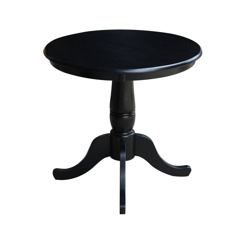 International Concepts Morgan 30" Round Top Pedestal Dining Table  Black: Wood, 4-Seater Kitchen Furniture