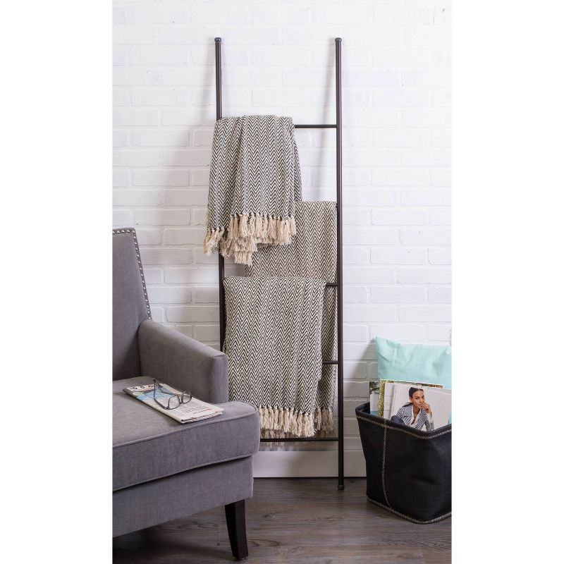 50"x60" Chevron Handloom Throw Blanket Dark Brown - Design Imports: Cotton, Hypoallergenic, Machine Washable