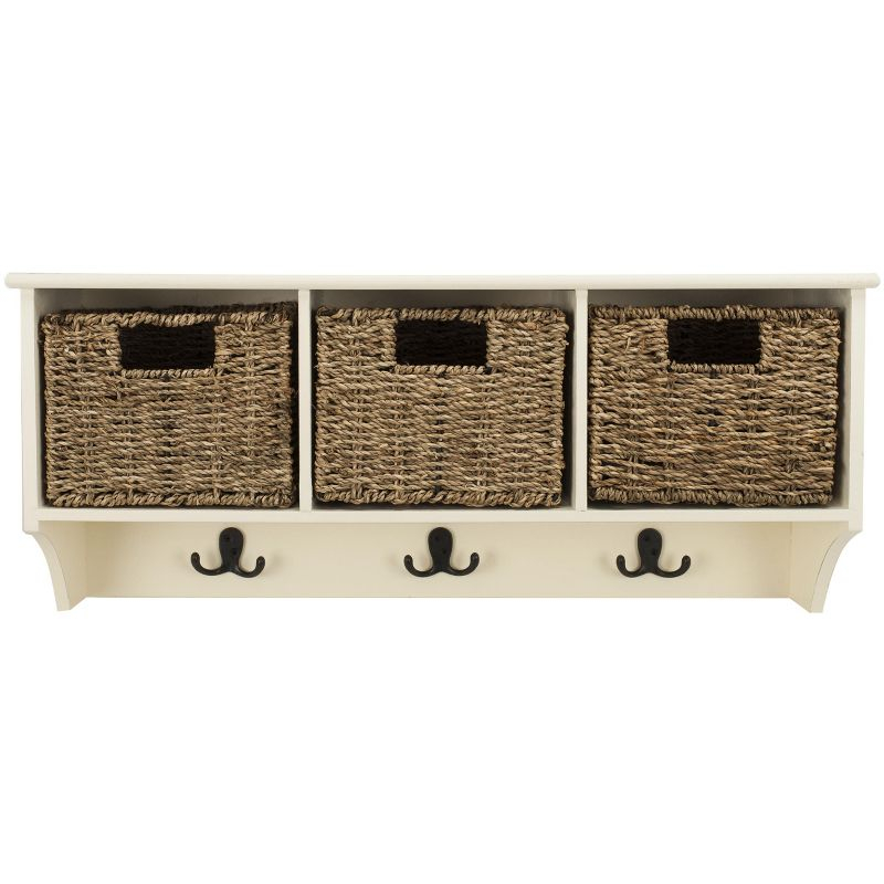 Finley Hanging 3 Basket Wall Rack - White - Safavieh