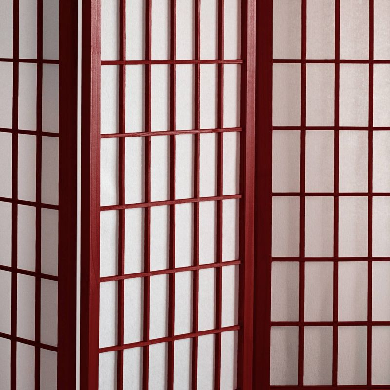 5 ft. Tall Window Pane Shoji Screen - Rosewood (3 Panels): Oriental Furniture, Hardwood Frame, Metal Hardware