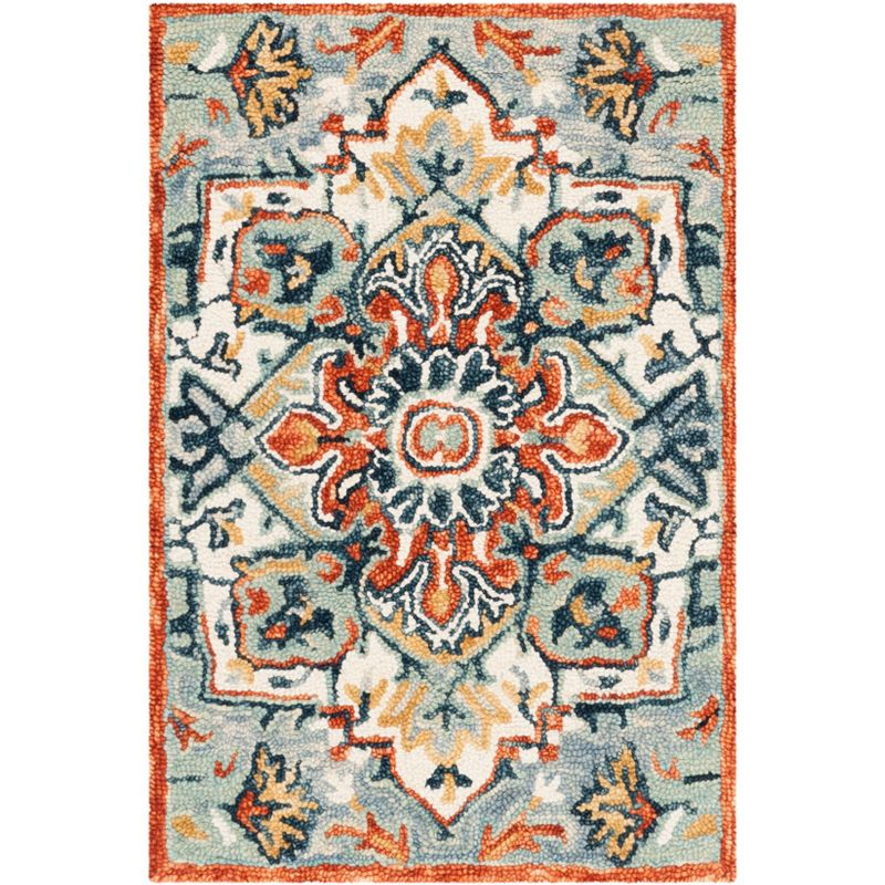 Aspen APN312 Hand Tufted Indoor Accent Rug - Blue/Rust - 2'x3' - Safavieh