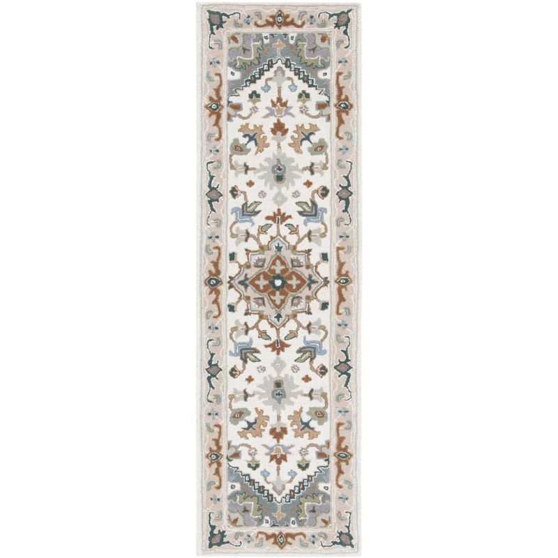 Heritage HG625 Handmade Runner Rug - 2'3"x12' - Ivory/Light Blue - Safavieh