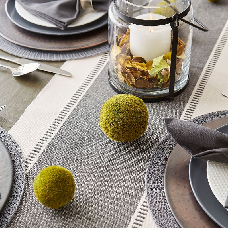 Design Imports  Ribbed Dobby Stripe Table Runner, Mineral Gray, 13X72"