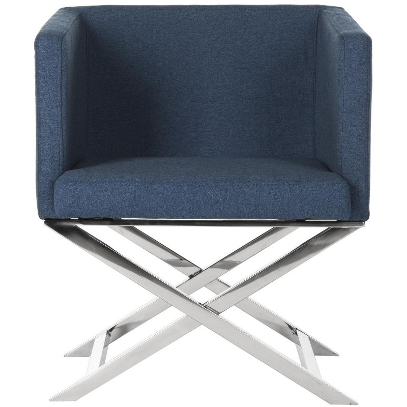 Celine Chair - FOX2033 - Navy/Chrome - Safavieh