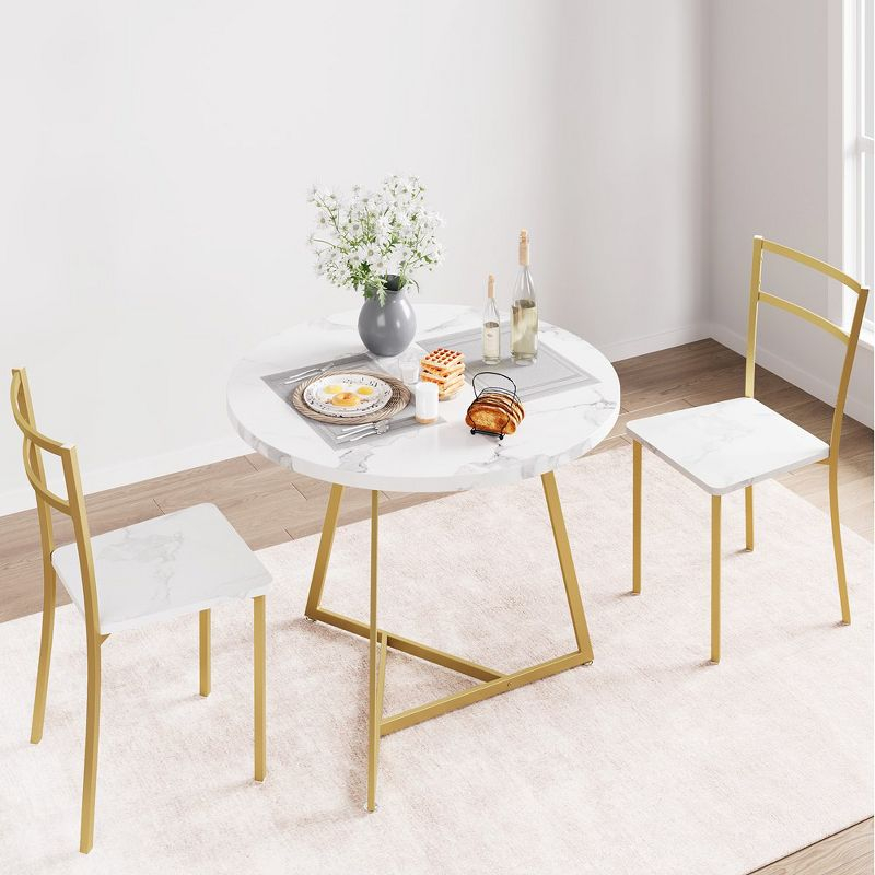 Dining Table Set for 2, Kitchen Table & Chair Sets for 2, Round Kitchen Table for Small Space, Apartment, Breakfast Nook
