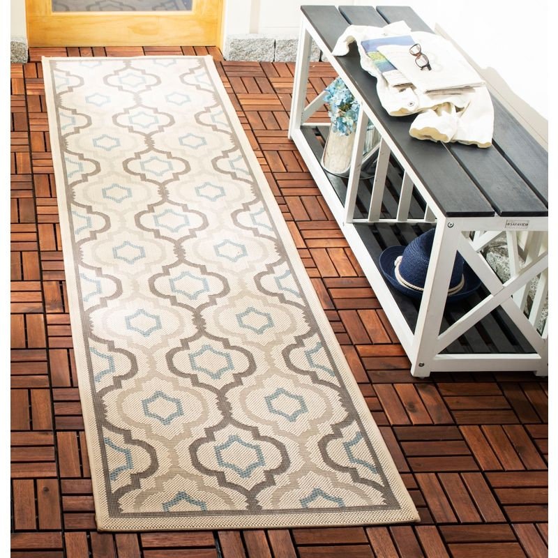 Courtyard CY7938 Power Loomed Indoor and Outdoor Runner Rug - Beige/Dark Beig - 2'3"x12' - Safavieh