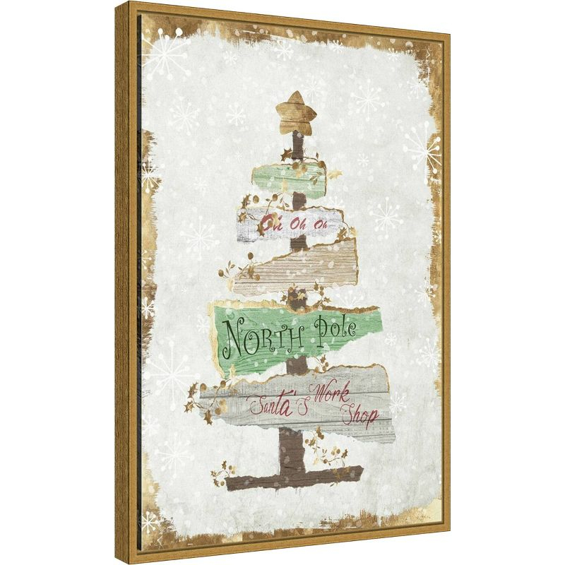 16" x 23" Golden Christmas Tree by PI Studio Framed Canvas Wall Art - Amanti Art