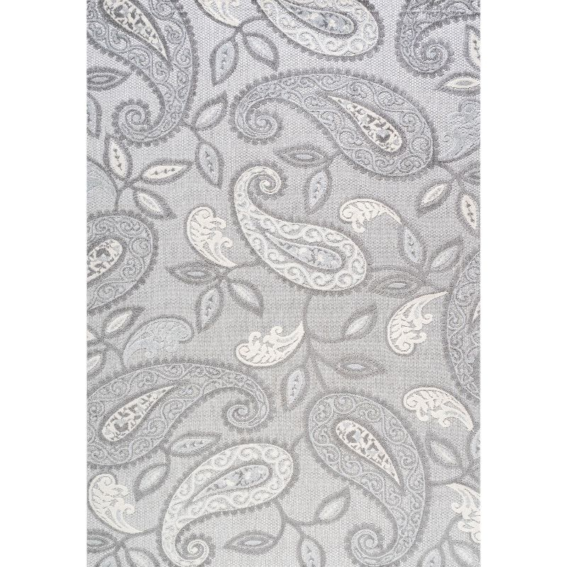 4'x6' Julien Paisley High-Low Indoor/Outdoor Area Rug, Light Gray - JONATHAN Y