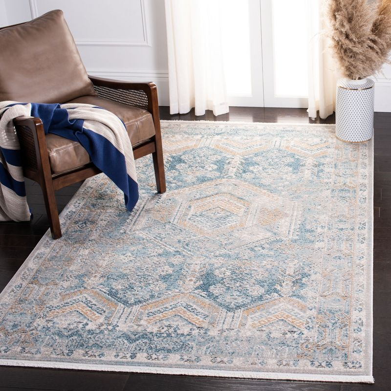 Shivan SHV727 Power Loomed Indoor Area Rug - Blue/Gold - 4'x6' - Safavieh