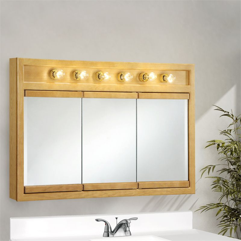 Richland 48-Inch Lighted Wood Medicine Cabinet in Nutmeg Oak