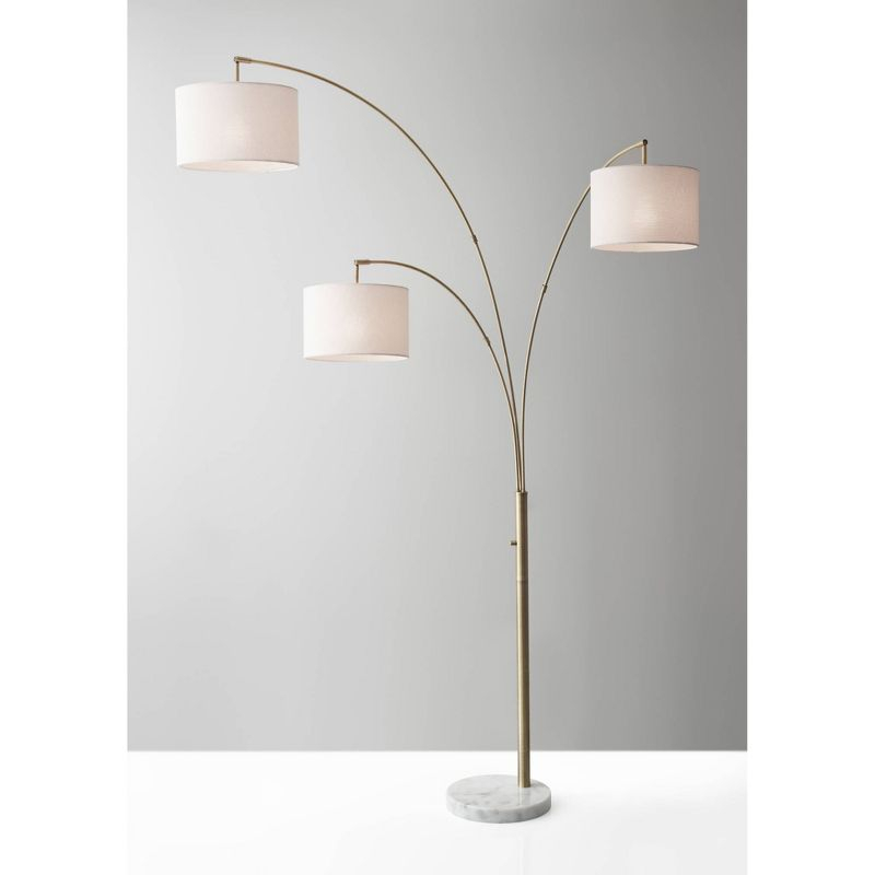 74" 3 Arm Bowery Arc Lamp Antique Brass - Adesso