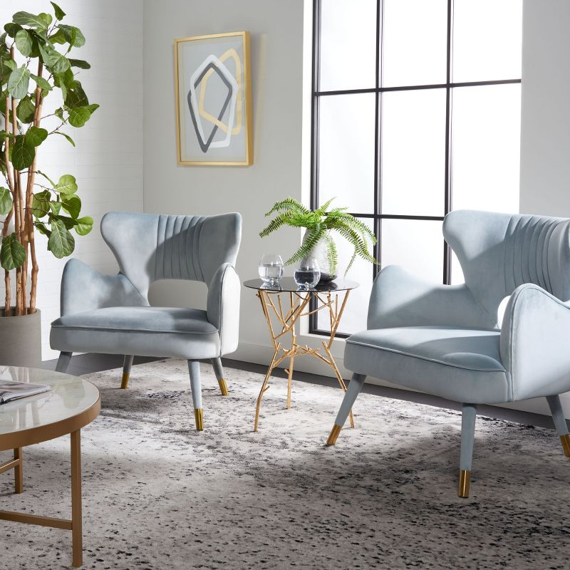 Blair Wingback Accent Chair - ACH4504 - Slate Blue/Gold - Safavieh