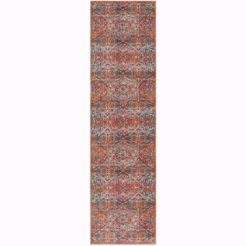 Vintage Persian VTP470 Power Loomed Indoor Runner Rug - Aqua/Orange - 2'2"x8' - Safavieh.