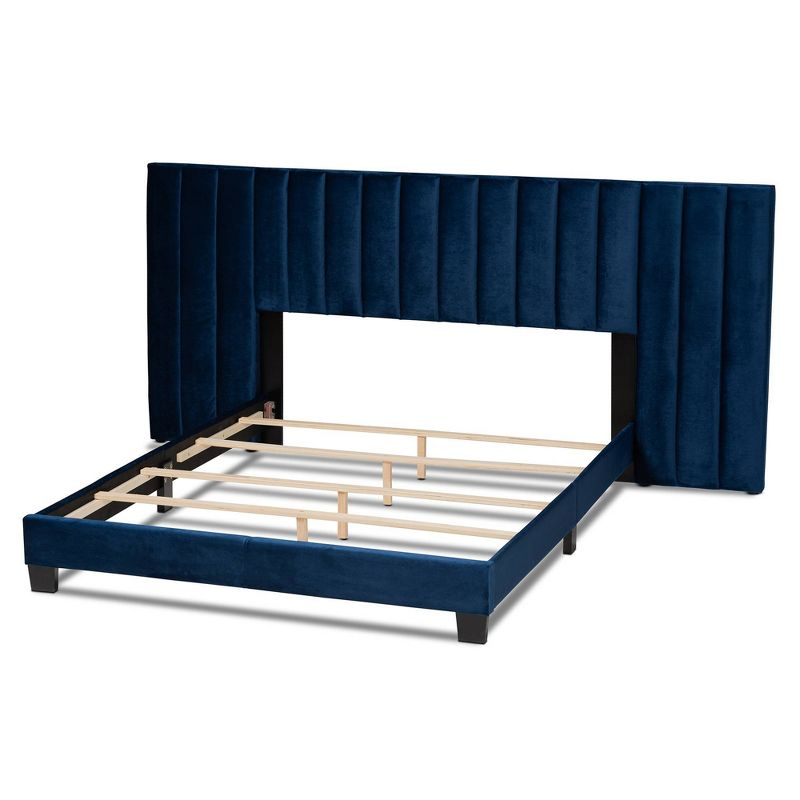 Fiorenza Velvet Panel Bed with Extra Wide Channel Tufted Headboard - Baxton Studio