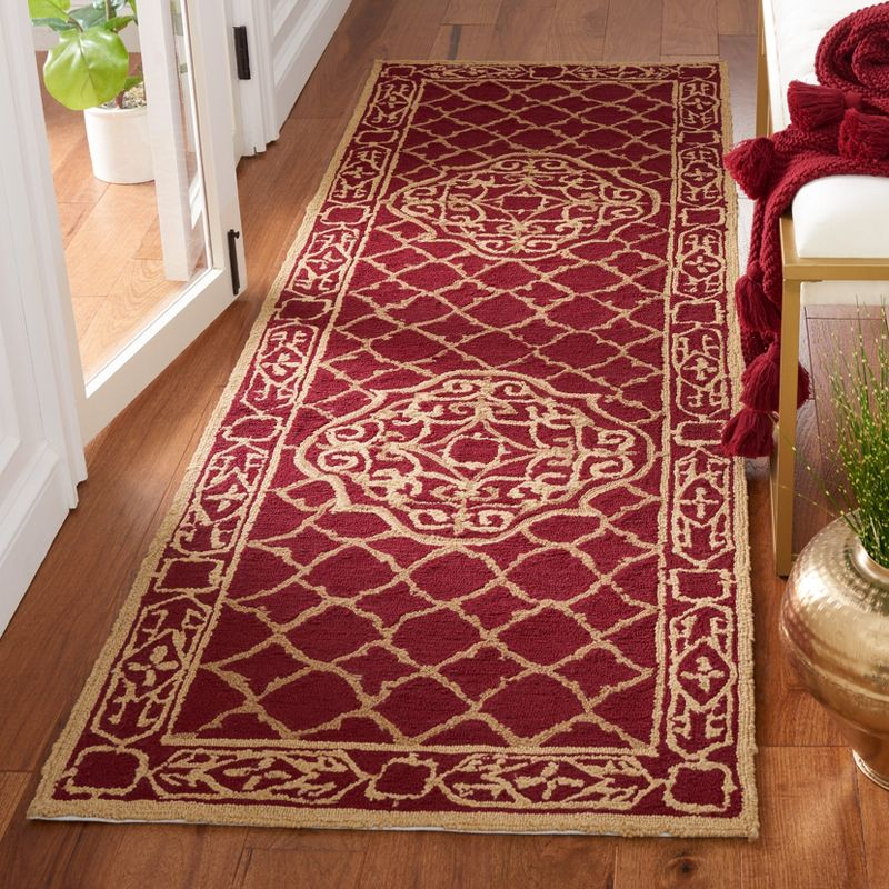 Easy Care EZC729 Hand Hooked Runner Rug - Maroon/Gold - 2'6"x8' - Safavieh.
