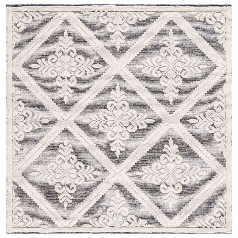 Vermont VRM306 Hand Woven Area Rug - Ivory/Navy - 6'x6' - Safavieh.