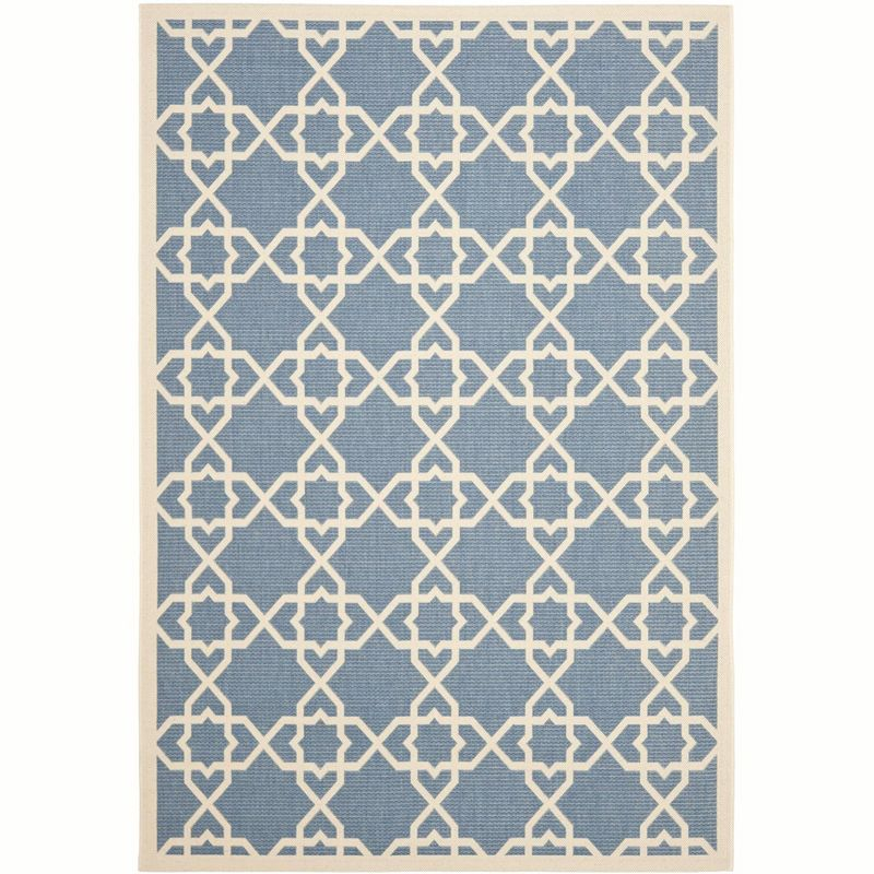Courtyard CY6032 Power Loomed Indoor and Outdoor Area Rug - Blue/Beige - 5'3"x7'7" - Safavieh