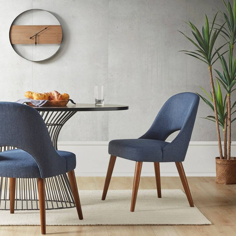 Ink+Ivy Set of 2 Nola Dining Side Chairs Navy: Upholstered, Wood Legs, Modern Style, Foam Cushion
