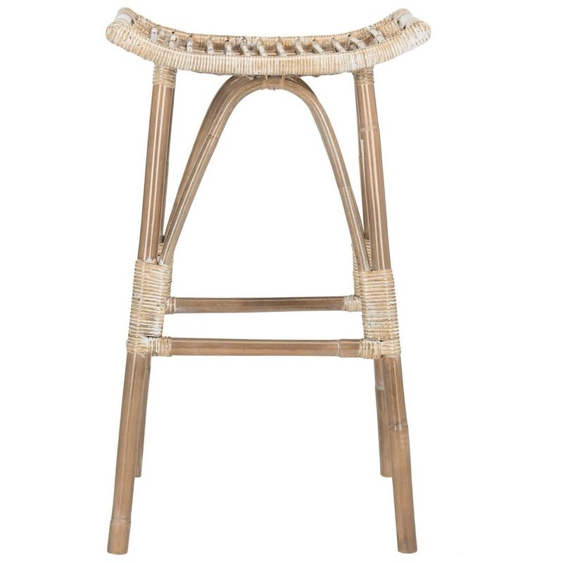 Leda Rattan Bar Stool - WIK6511 - White/Grey - Safavieh