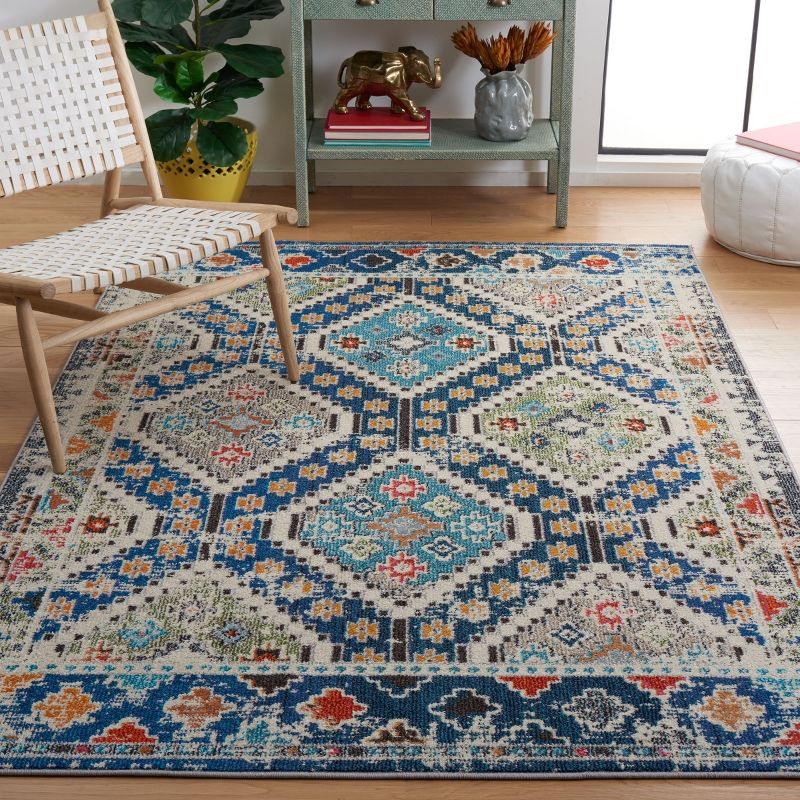 Madison MAD418 Power Loomed Indoor Area Rug - Navy/Beige - 4'x6' - Safavieh