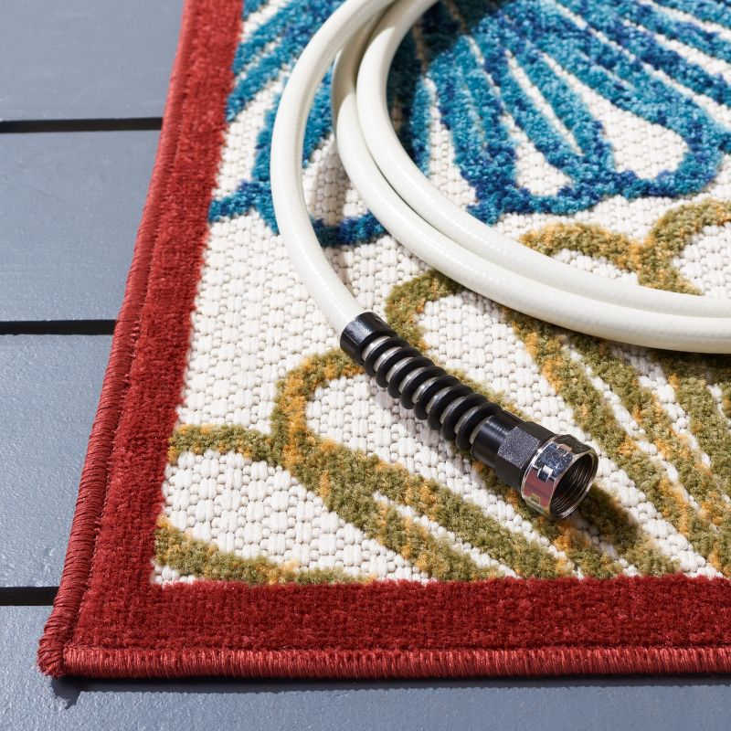 Cabana CBN801 Power Loomed Indoor/Outdoor Area Rug - Creme/Red - 8'x10' - Safavieh.