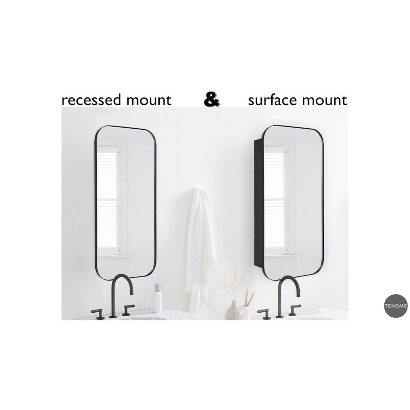 TEHOME Gold Surface and Recessed Mount Rectangular Stainless Steel Metal Framed Bathroom Medicine Cabinet with Mirror, 22'' W x 30'' H