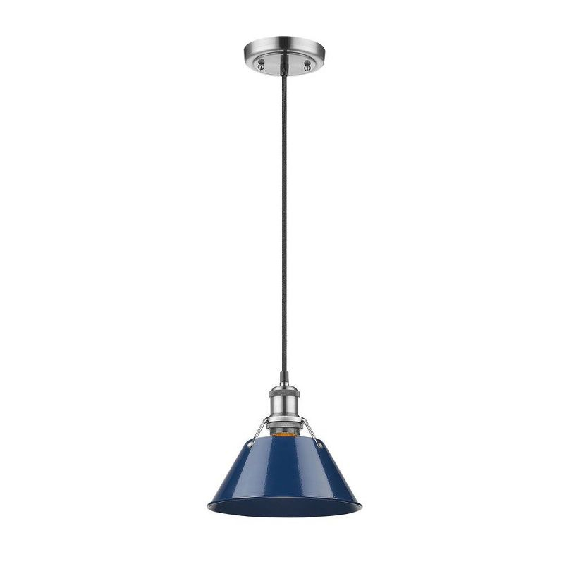 Golden Lighting Orwell 1-Light Mini Pendant in Pewter with Navy Blue