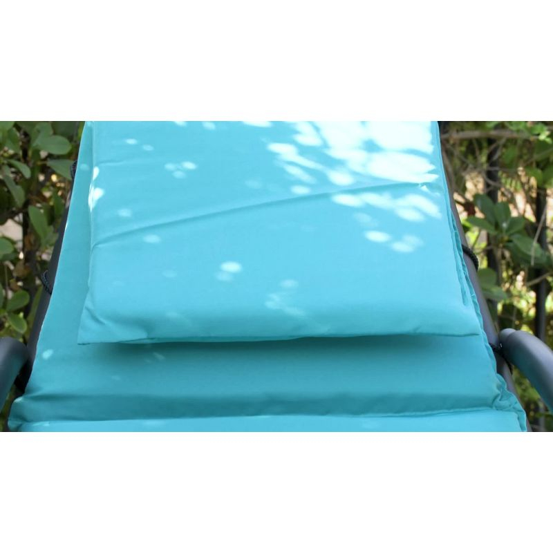 Best Choice Products Hanging Curved Chaise Lounge Chair Swing for Backyard, Patio w/ Pillow, Shade, Stand - Peacock Blue
