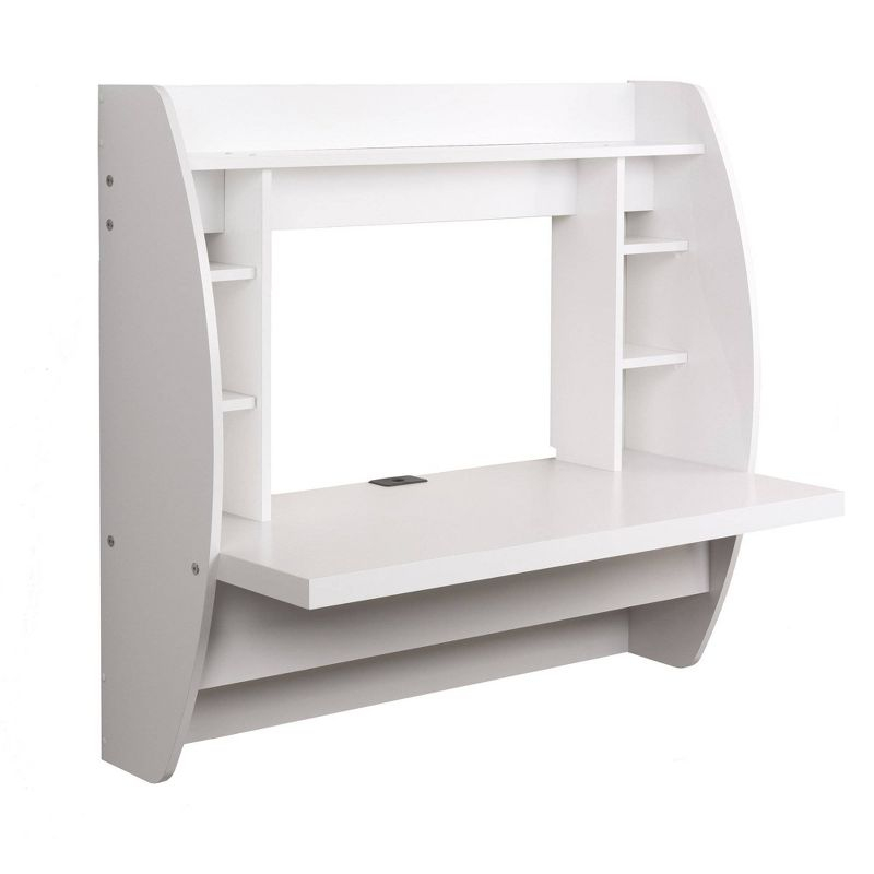 Floating Desk with Storage White - Prepac: Wall-Mounted, Laminated, Space-Saving Design