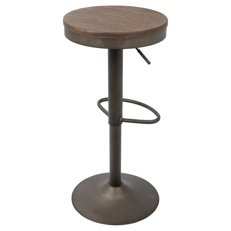 Set of 2 Dakota Adjustable Industrial Barstools Antiqued Wood - Lumisource: Metal Frame, 22.75" to 30.75" Height Range