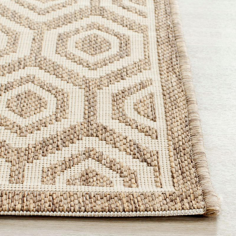 Courtyard CY6902 Power Loomed Indoor and Outdoor Area Rug - Brown/Bone - 6'7"x9'6" - Safavieh