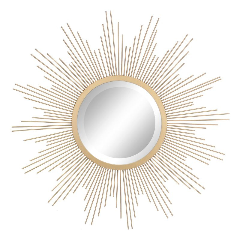 23" Metal Sunburst Wall Mirror Gold - Stonebriar Collection: Antique Finish, Boho Style, Easy to Install