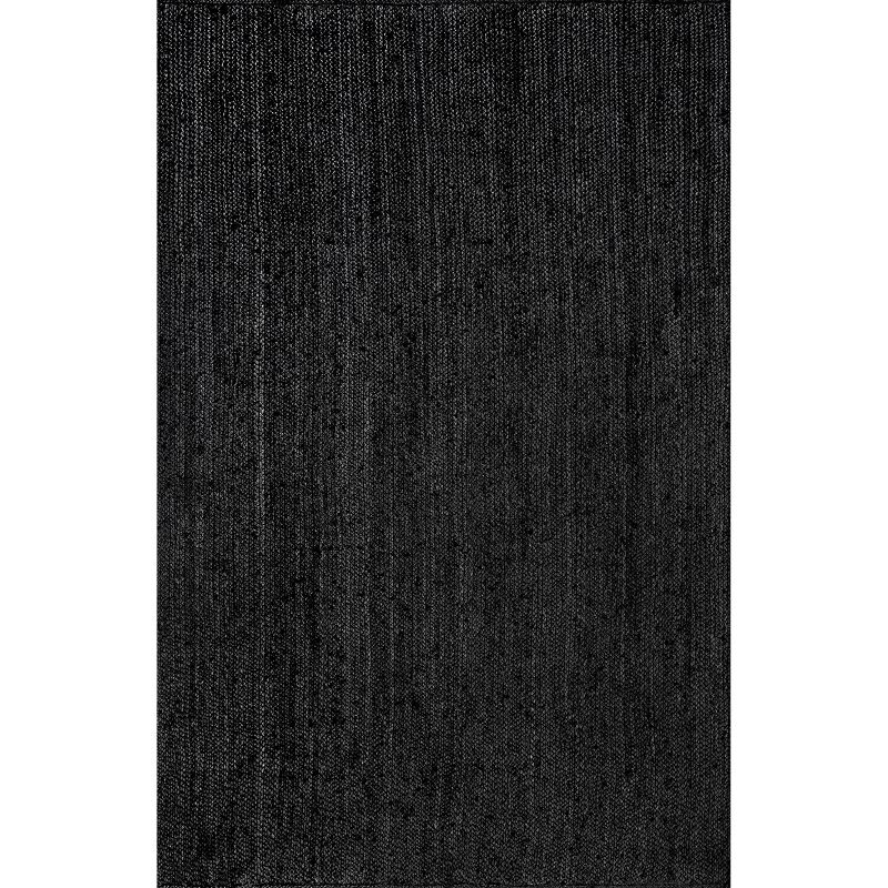 Nuloom 10x14 Rigo Jute Hand Woven Indoor Area Rug, Black, Solid Farmhouse Design, Natural Fiber Bedroom, Living Room, Kitchen,