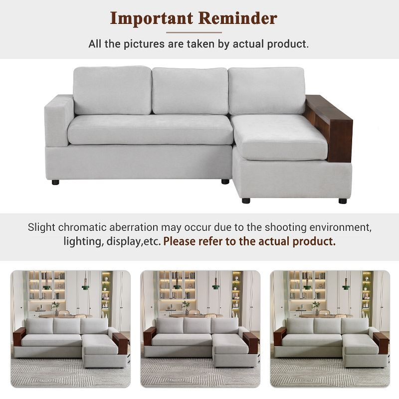 Christopher Knight Home Tanner 87" Modern Chenille Upholstered Sectional Sofa with Reversible Armrests, Gray