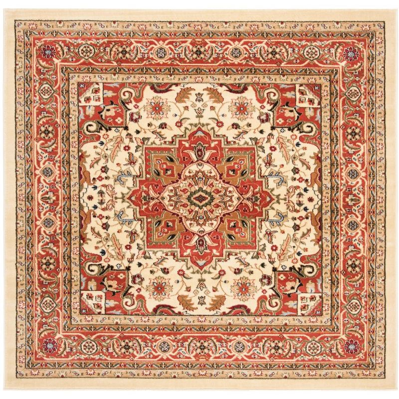Lyndhurst Heriz LNH330 Power Loomed Area Rug - Ivory/Rust - 8'x8' - Safavieh