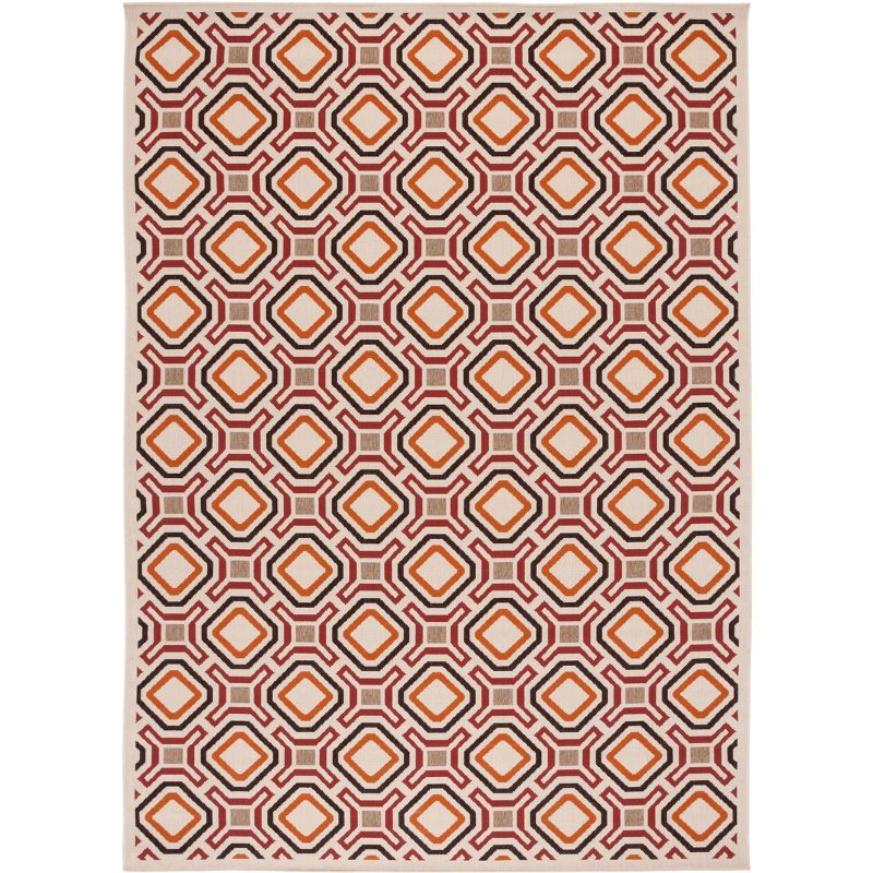 Veranda VER089 Power Loomed Indoor/Outdoor Area Rug - Creme/Red - 8'x11' - Safavieh