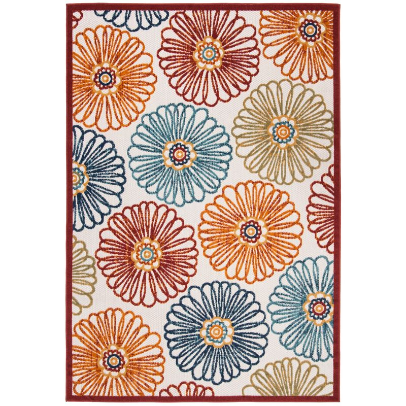 Cabana CBN801 Power Loomed Indoor/Outdoor Accent Rug - Creme/Red - 3'x5' - Safavieh.