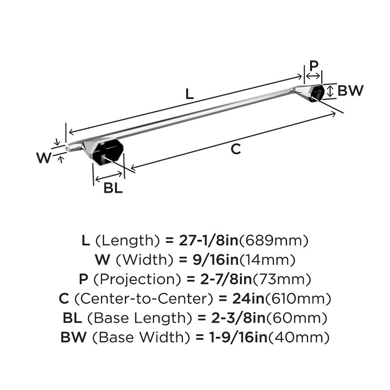 Amerock St. Vincent Chrome 24 inch (610mm) Towel Bar